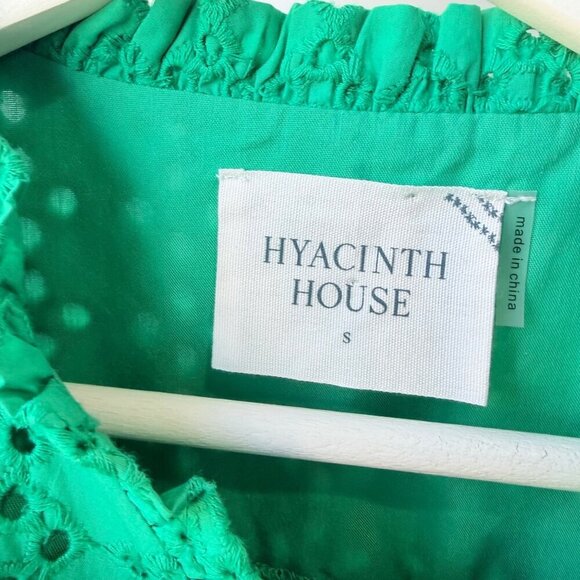 Hyacinth House Green Eyelet Midi Tryall Dress Women’s Size S - Picture 4 of 11